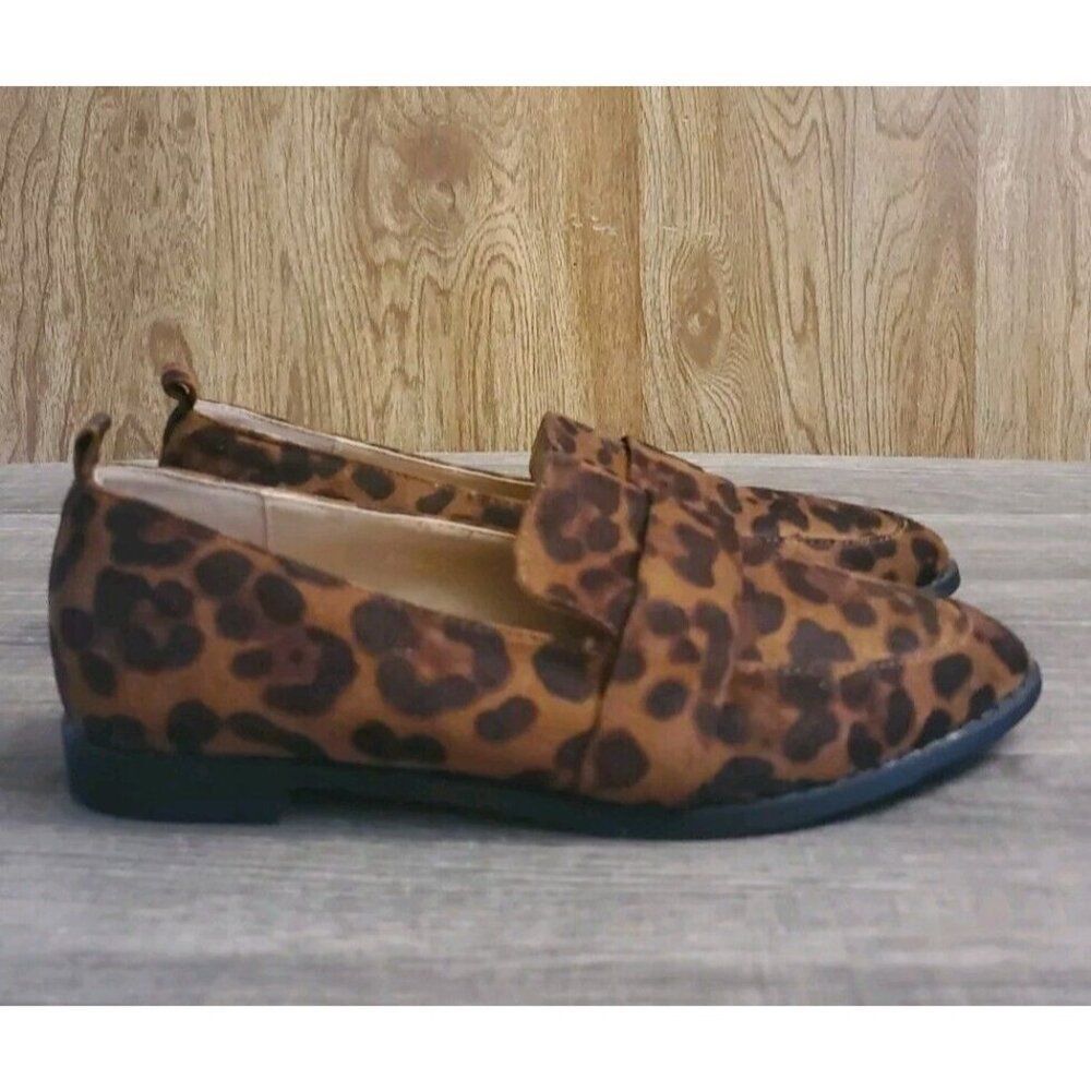 Raid Ashley Loafers Slip Ons Flats Leopard Print Suede Womens Size 5‎